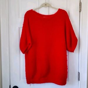 Hand Knit Red Sweater Sz L/XL